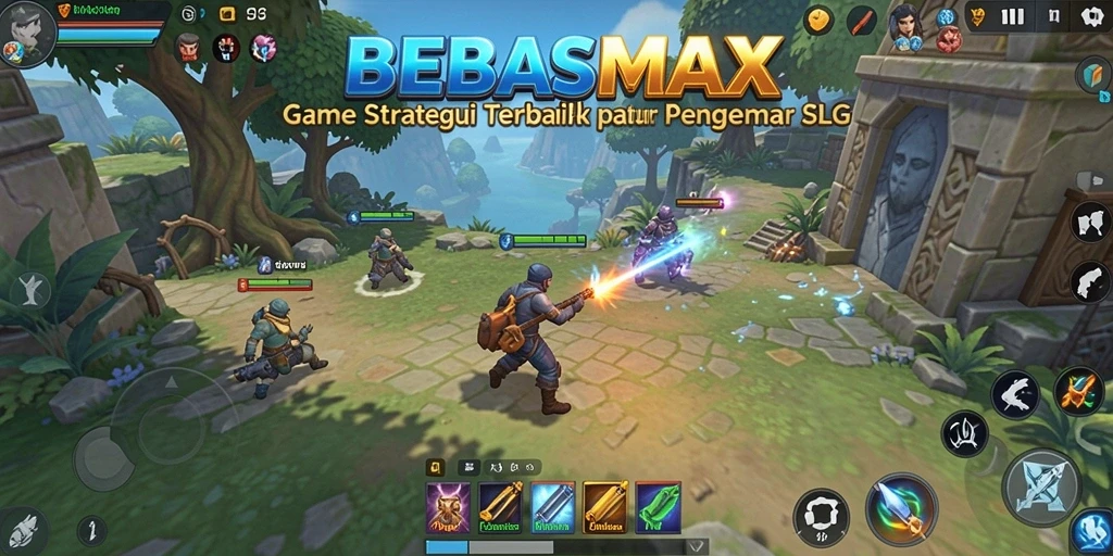 Tampilan gameplay menarik dari BEBASMAX dalam pertempuran strategis.