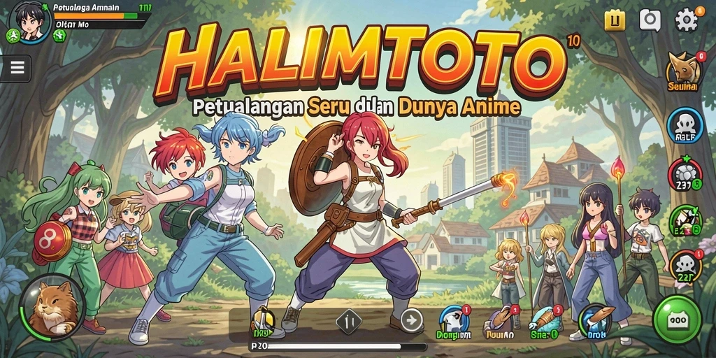 Tangkapan layar HALIMTOTO menampilkan aksi seru dengan karakter Anime yang menarik.