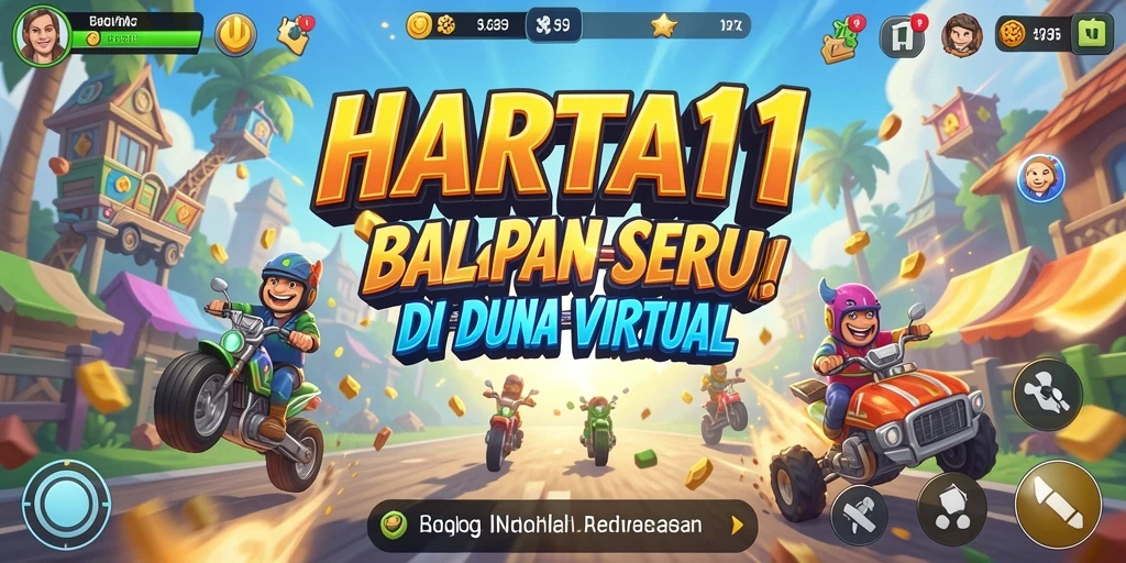 Tampilan gameplay HARTA11 yang mendebarkan dengan balapan cepat.