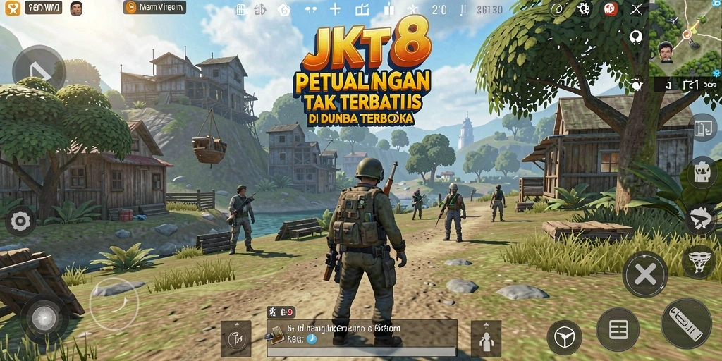 Screenshot JKT8 menampilkan eksplorasi dunia terbuka yang menakjubkan.