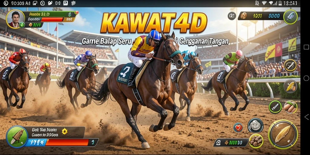 Tampilan gameplay KAWAT4D yang mendebarkan saat balapan.