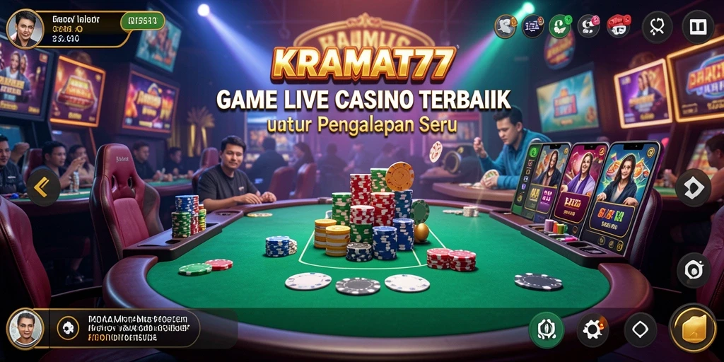 Tampilan gameplay seru dari KRAMAT77 dengan dealer langsung.