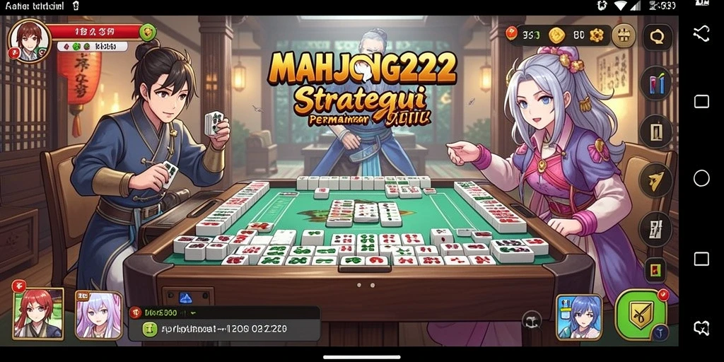 Tampilan gameplay MAHJONG222 dengan karakter anime yang menarik.