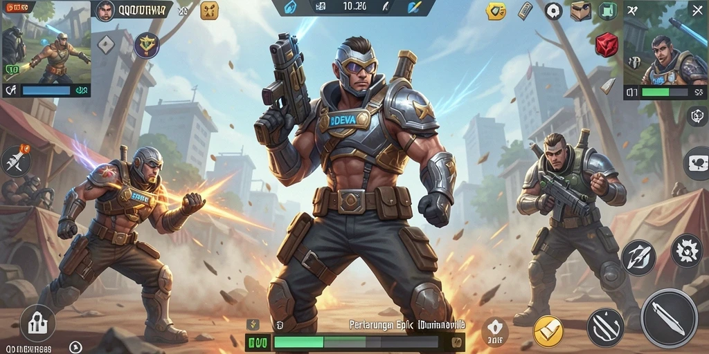 Tampilan seru gameplay <strong>QQDEWA</strong> dalam pertarungan Battle Royale.