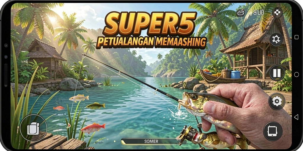 Tangkapan ikan besar dalam gameplay SUPER5 yang seru.